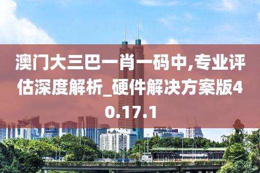 澳门大三巴一肖一码中,专业评估深度解析_硬件解决方案版40.17.1