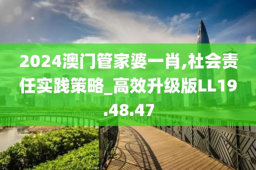 2024澳门管家婆一肖,社会责任实践策略_高效升级版LL19.48.47