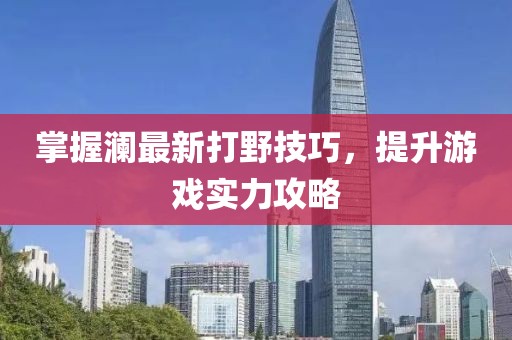 掌握澜最新打野技巧，提升游戏实力攻略