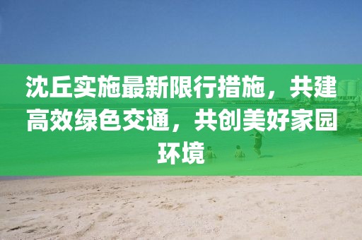 沈丘实施最新限行措施，共建高效绿色交通，共创美好家园环境