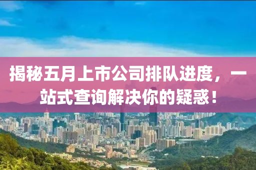 揭秘五月上市公司排队进度，一站式查询解决你的疑惑！