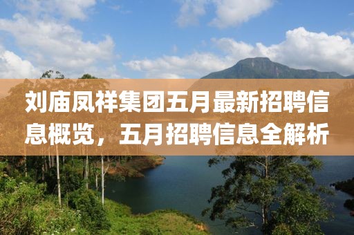 刘庙凤祥集团五月最新招聘信息概览，五月招聘信息全解析