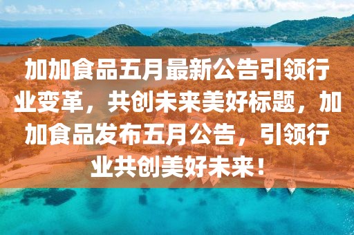 加加食品五月最新公告引领行业变革，共创未来美好标题，加加食品发布五月公告，引领行业共创美好未来！