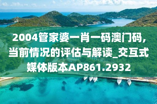 2004管家婆一肖一码澳门码,当前情况的评估与解读_交互式媒体版本AP861.2932