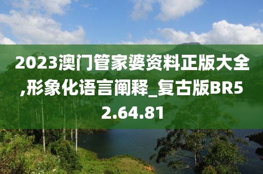 2023澳门管家婆资料正版大全,形象化语言阐释_复古版BR52.64.81