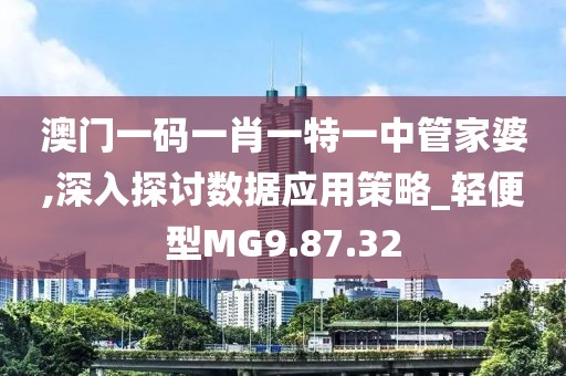 澳门一码一肖一特一中管家婆,深入探讨数据应用策略_轻便型MG9.87.32